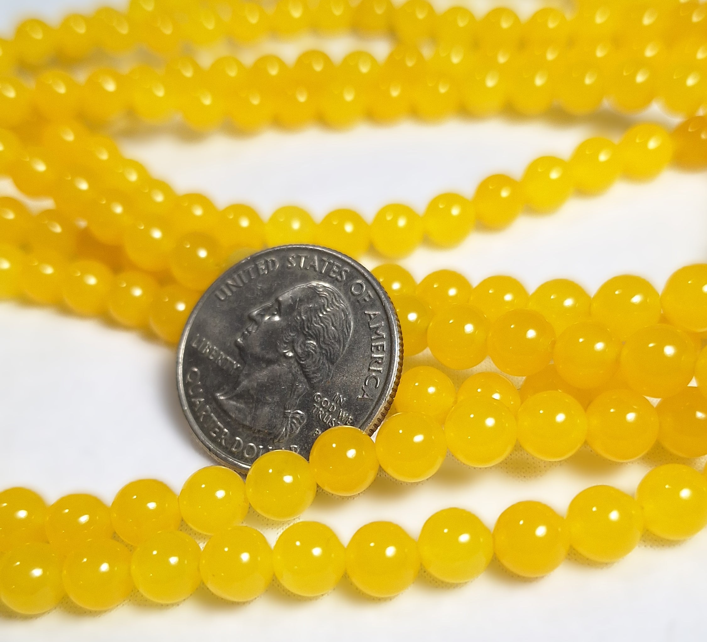 6mm Yellow Jade Dyed Round Gemstone Beads 16-Inch Strand