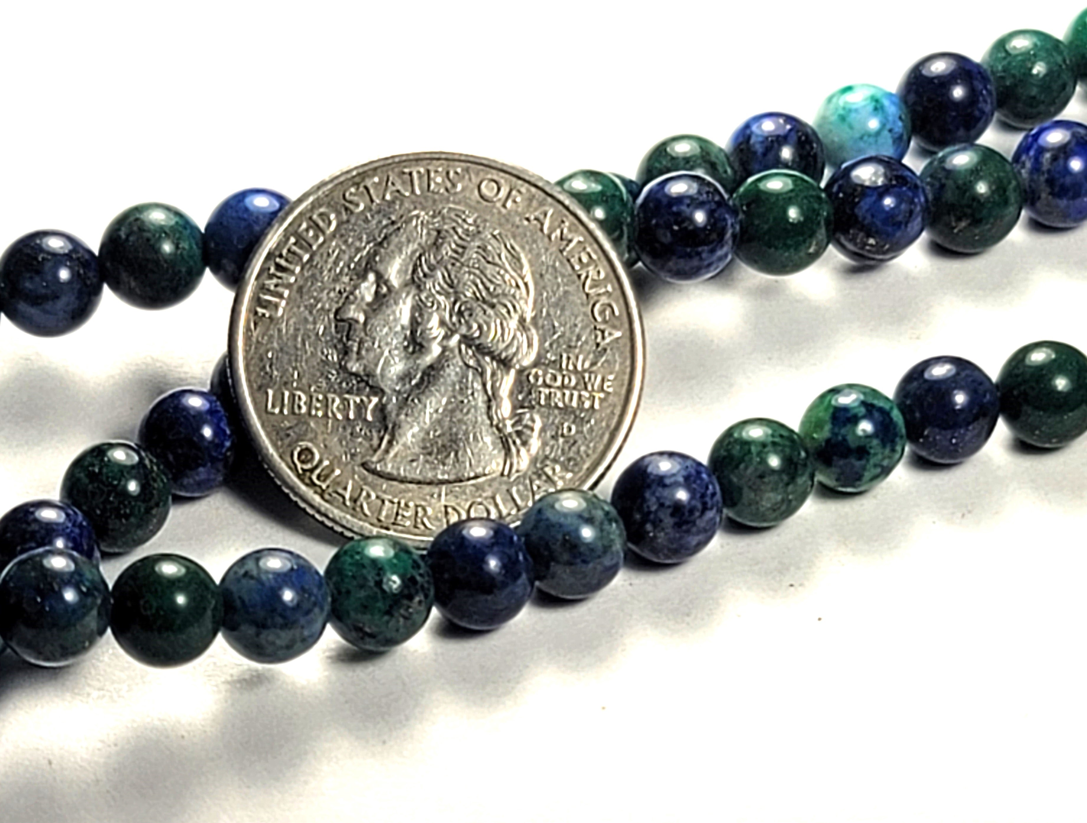 6mm Dyed Chrysocolla Azurite Round Gemstone Beads 8-Inch Strand