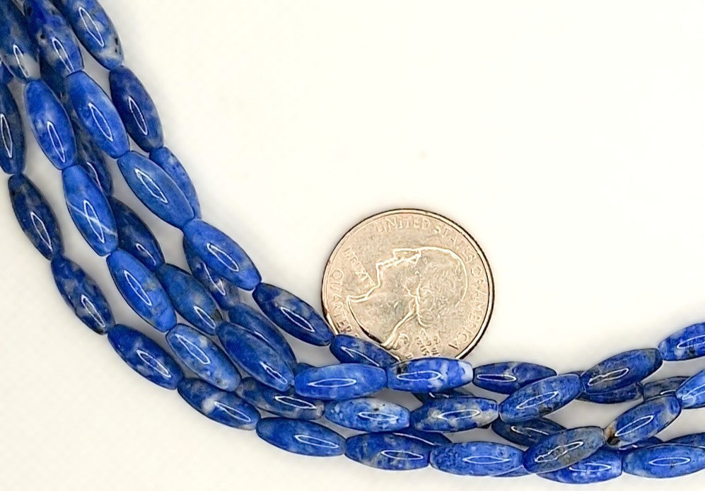 12x5mm Denim Lapis Rice Gemstone Beads 8-inch Strand
