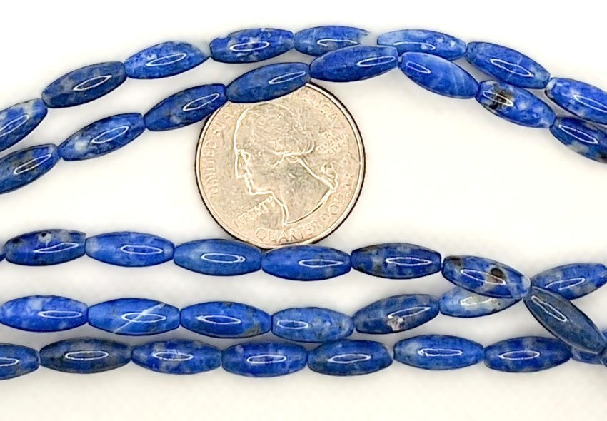 12x5mm Denim Lapis Rice Gemstone Beads 8-inch Strand