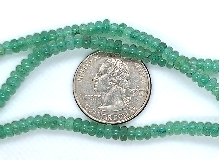4x2mm Green Aventurine Smooth Rondelle Gemstone Beads 8-Inch Strand