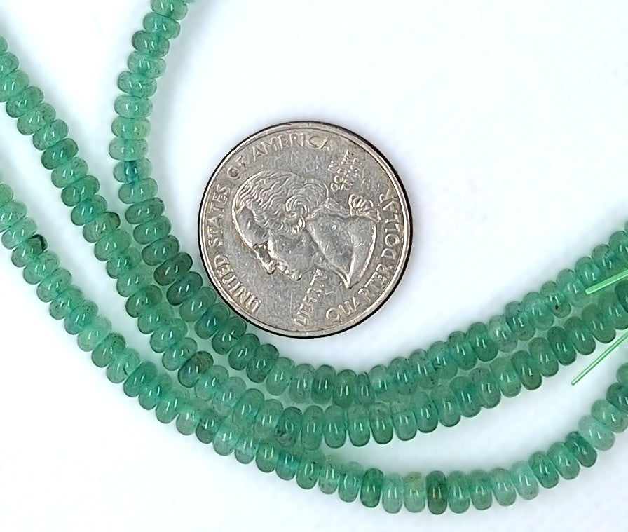 4x2mm Green Aventurine Smooth Rondelle Gemstone Beads 8-Inch Strand