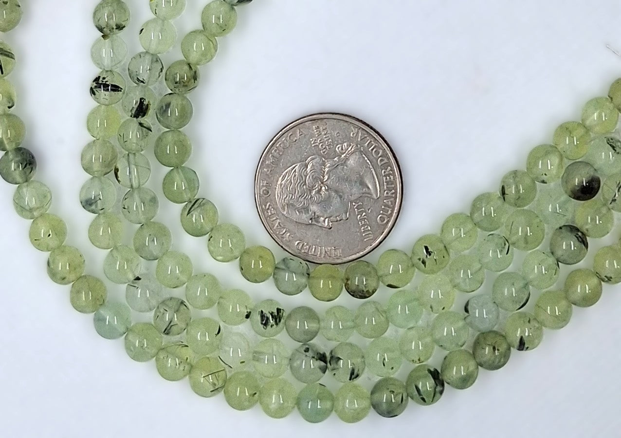 6mm Prehnite Round Gemstone Beads 8-Inch Strand