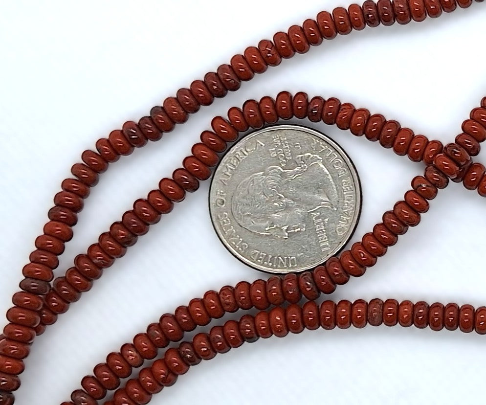 4x2mm Red Jasper Smooth Rondelle Gemstone Beads 8-Inch Strand