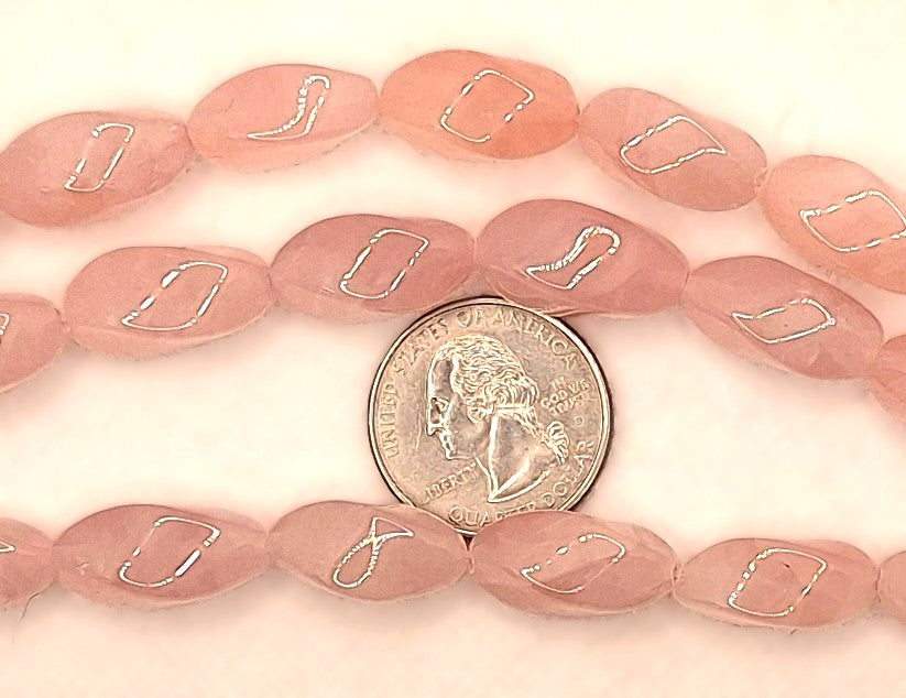 20x10mm Rose Quartz Oval Swirl Gemstone Beads 8-Inch Strand