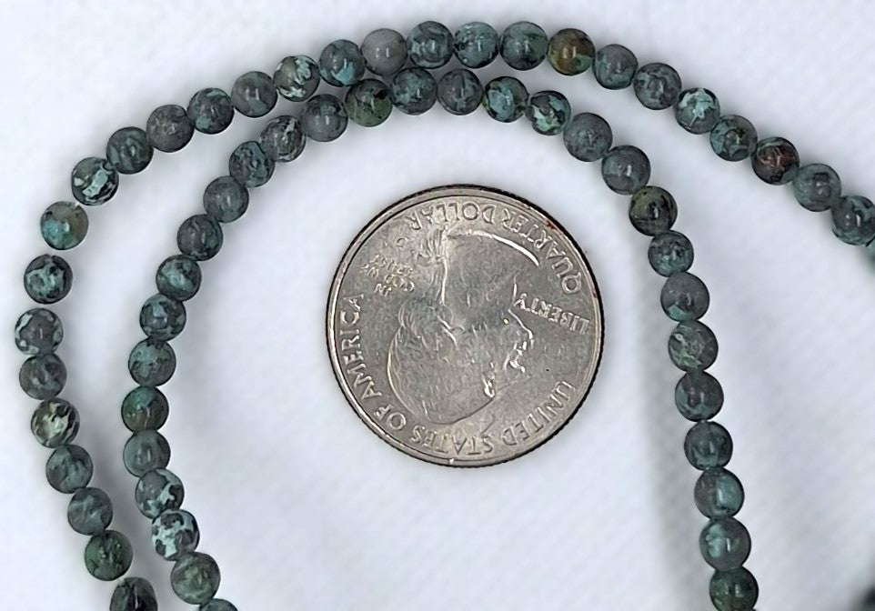 4mm Blue Gray African Turquoise Gemstone Beads 16-Inch Strand