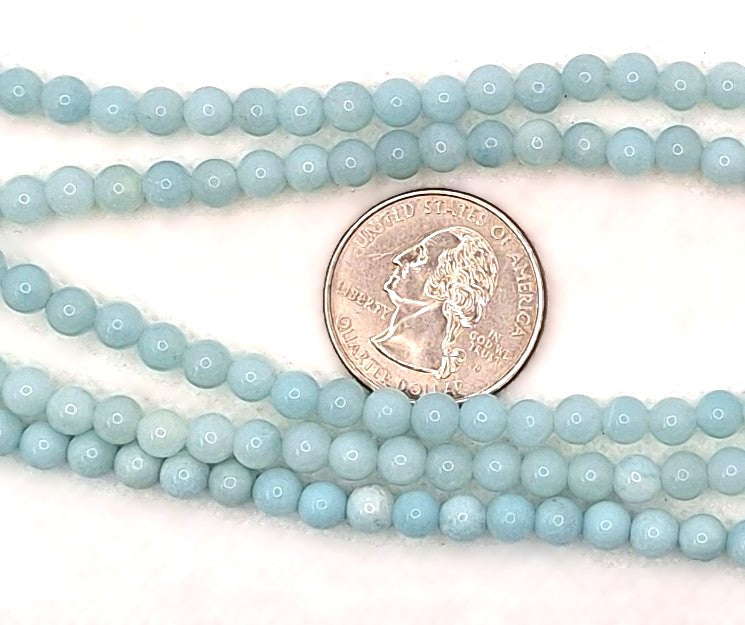 5mm Green Amazonite Round Gemstone Beads 8-Inch Strand