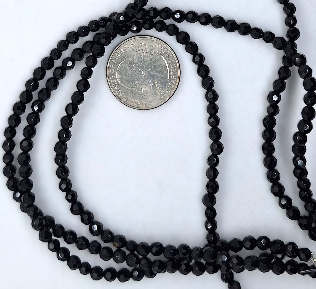 5mm Black Onyx Faceted Round Gemstone Beads 16-Inch Strand