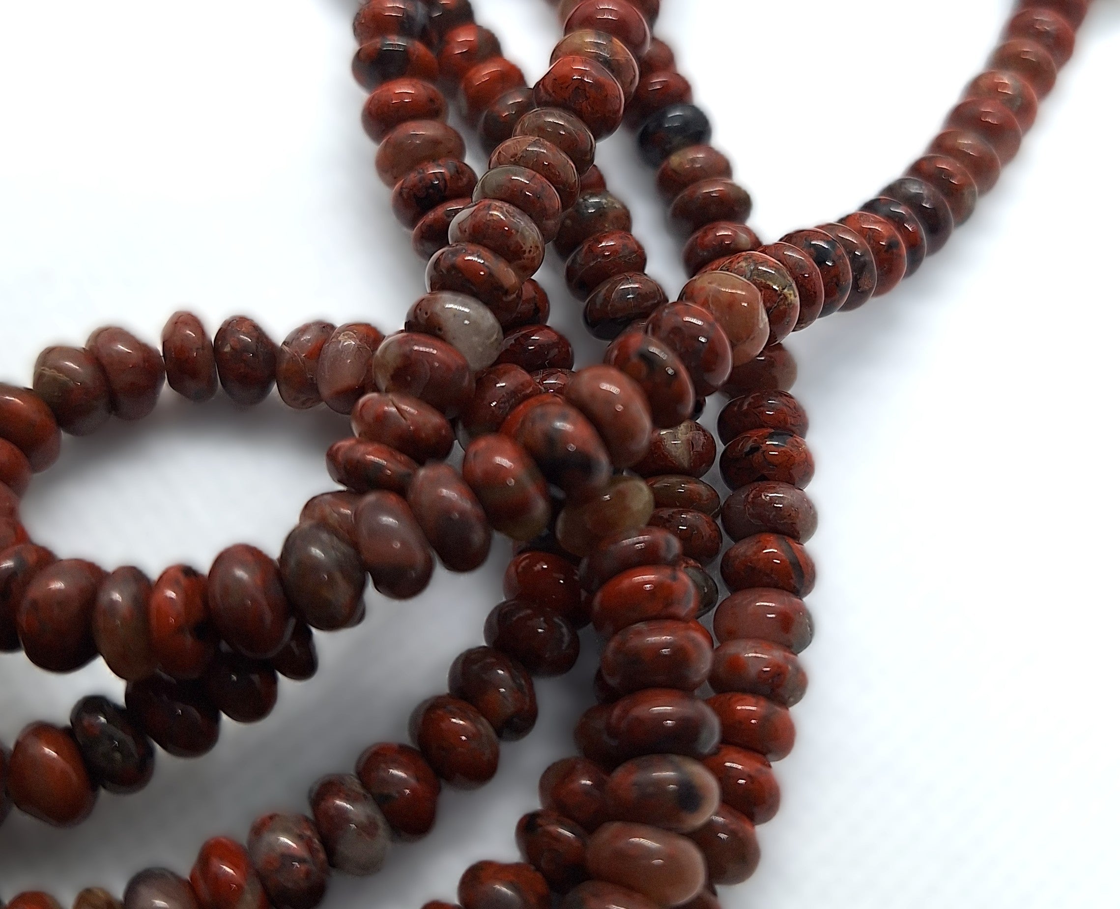 6x3mm Brecciated Jasper Smooth Rondelle Gemstone Beads 16-Inch Strand