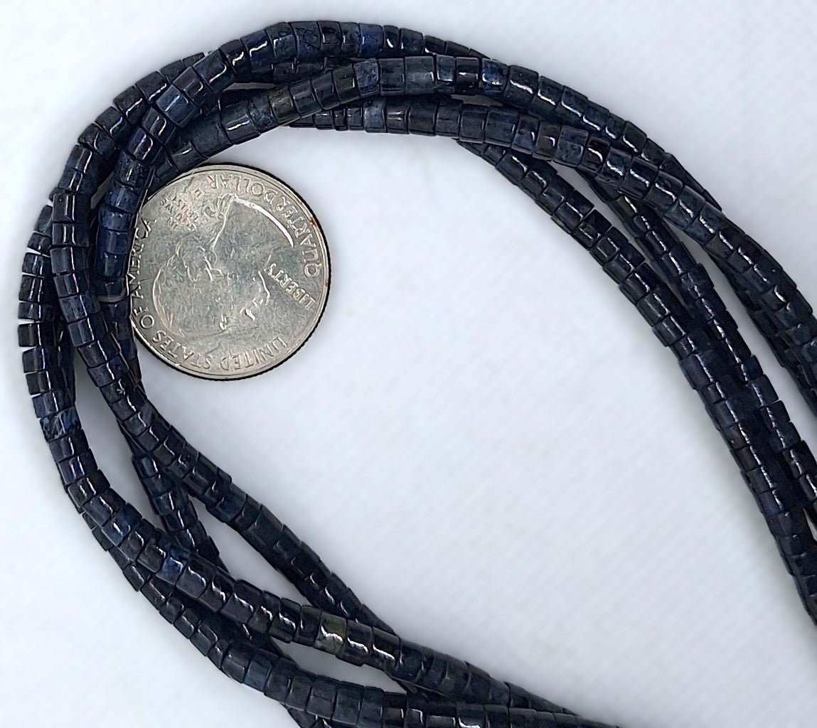 4x3mm Dumortierite Heishi Gemstone Beads 16-Inch Strand