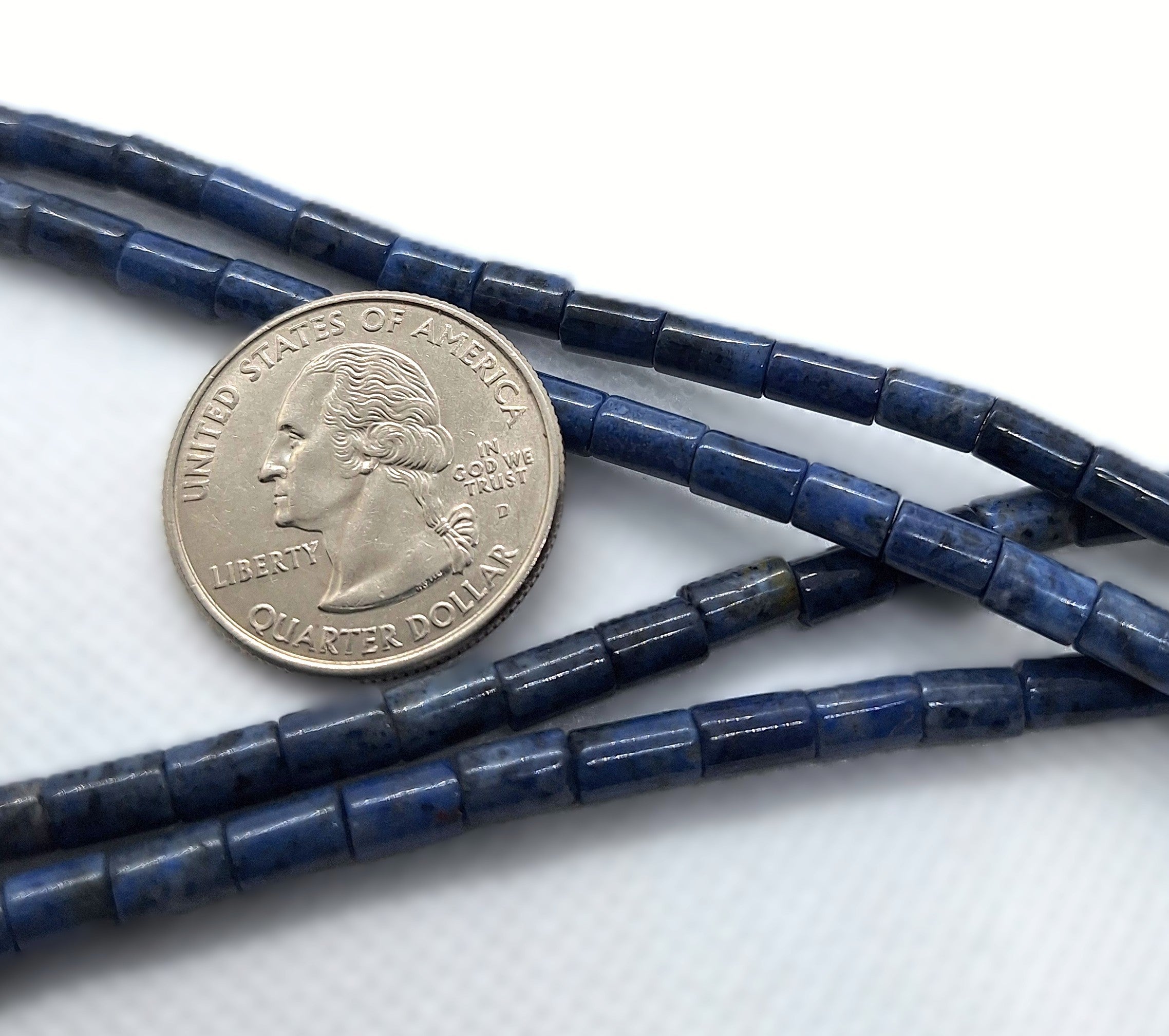 6x4mm Dumortierite Cylinder Tube Gemstone Beads 16-Inch Strand