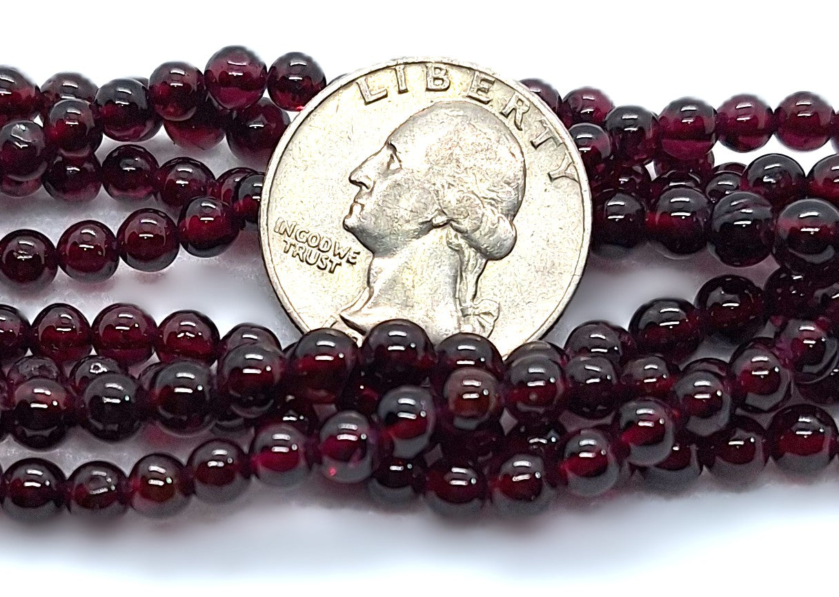 5mm Red Garnet Round Gemstone Beads 16-Inch Strand