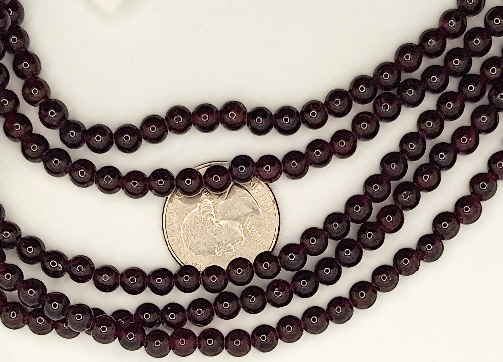 6mm Red Garnet Round Gemstone Beads 8-inch Strand