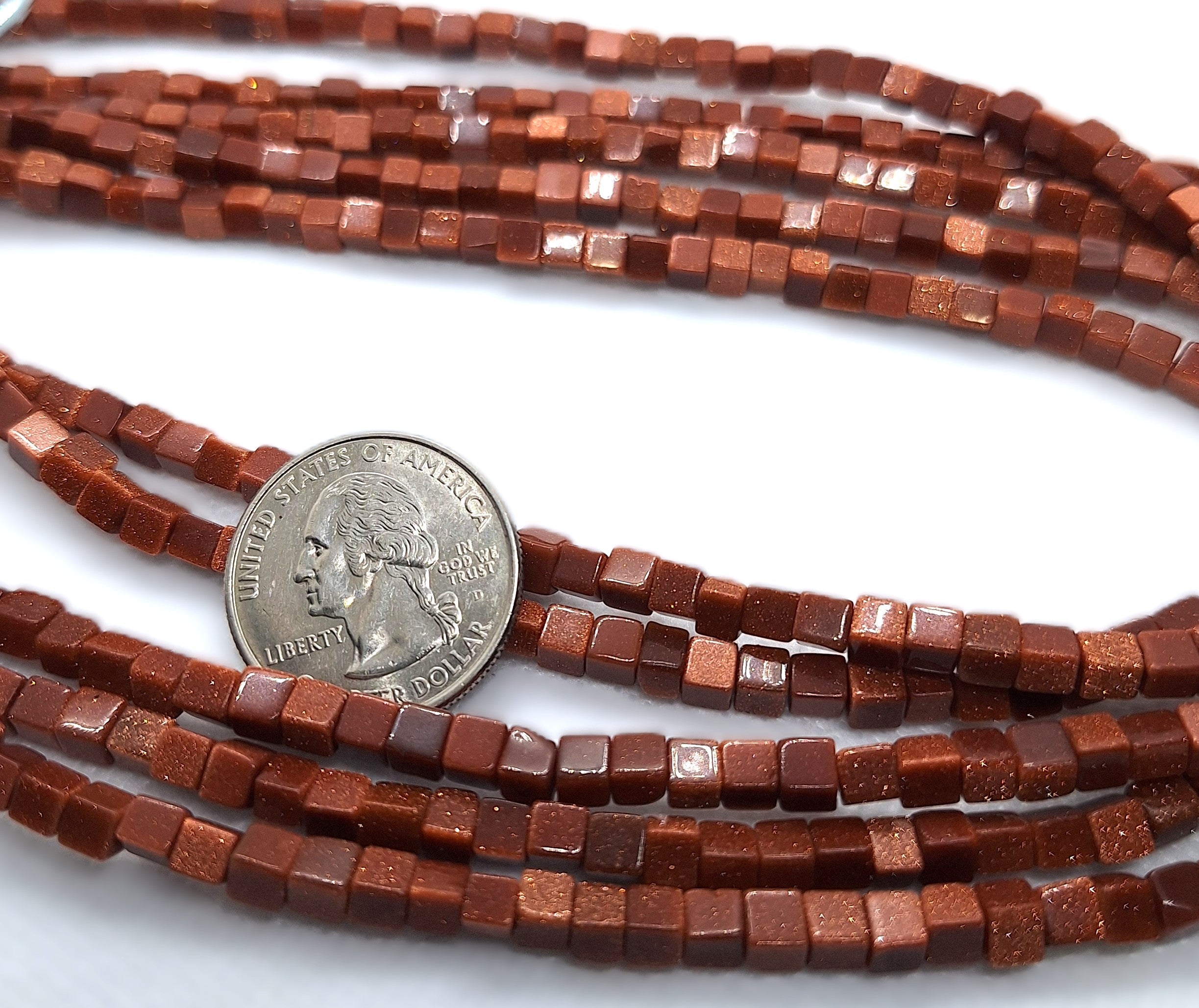 4mm Goldstone Cube Gemstone Beads 16-Inch Strand