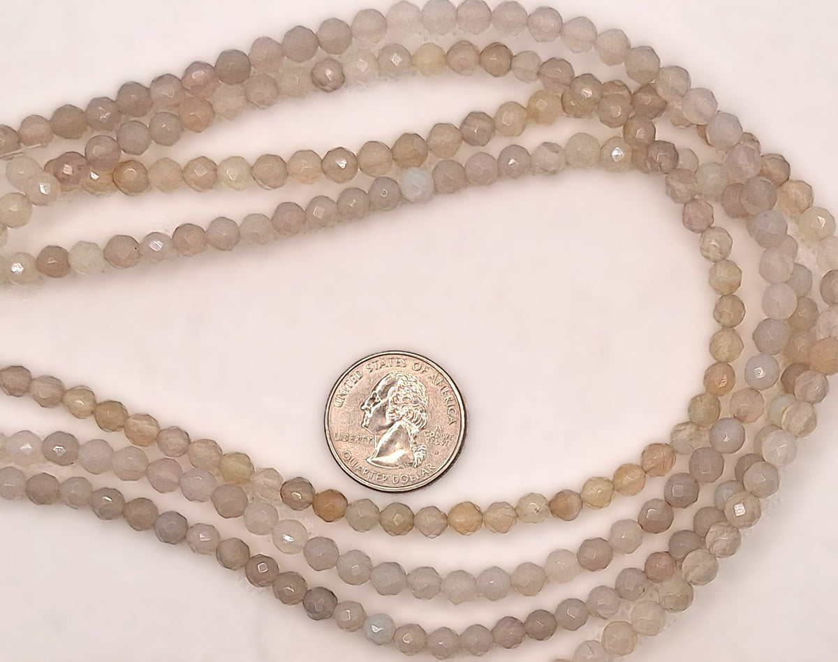 6mm Gray Agate Faceted Round Gemstone Beads 16-inch Strand