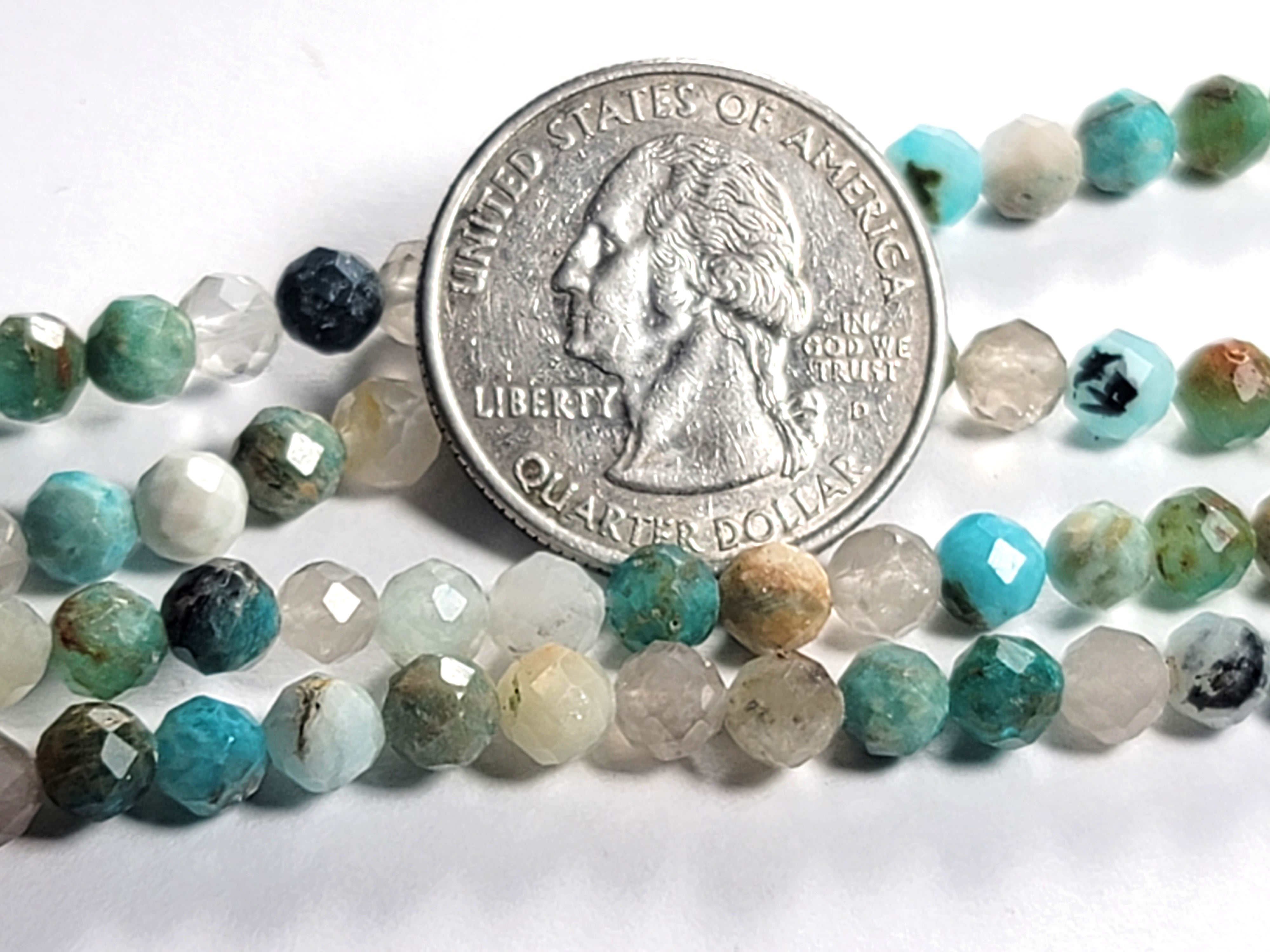 5-6mm Green Amazonite Grade AB Faceted Round Gemstone Beads 8-Inch Strand