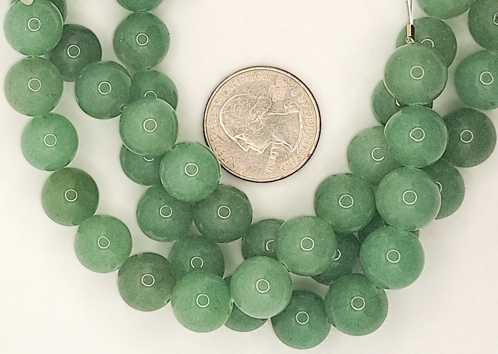 12mm Green Aventurine Round Gemstone Beads 8-inch Strand