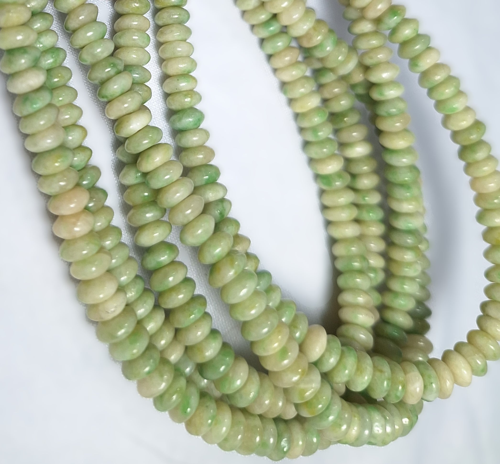 5x3mm Green Stone Rondelle Gemstone Beads 16-Inch Strand