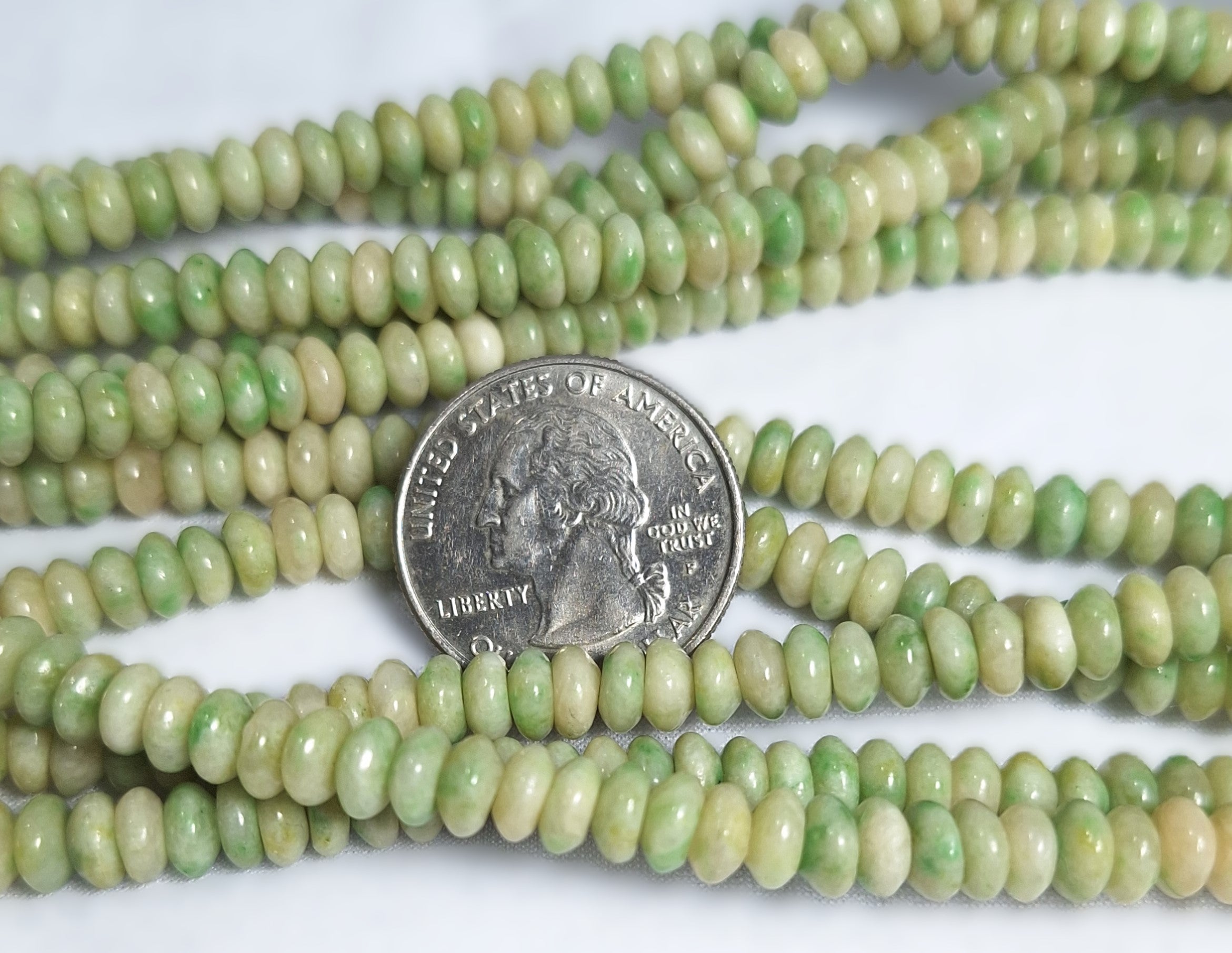 5x3mm Green Stone Rondelle Gemstone Beads 16-Inch Strand