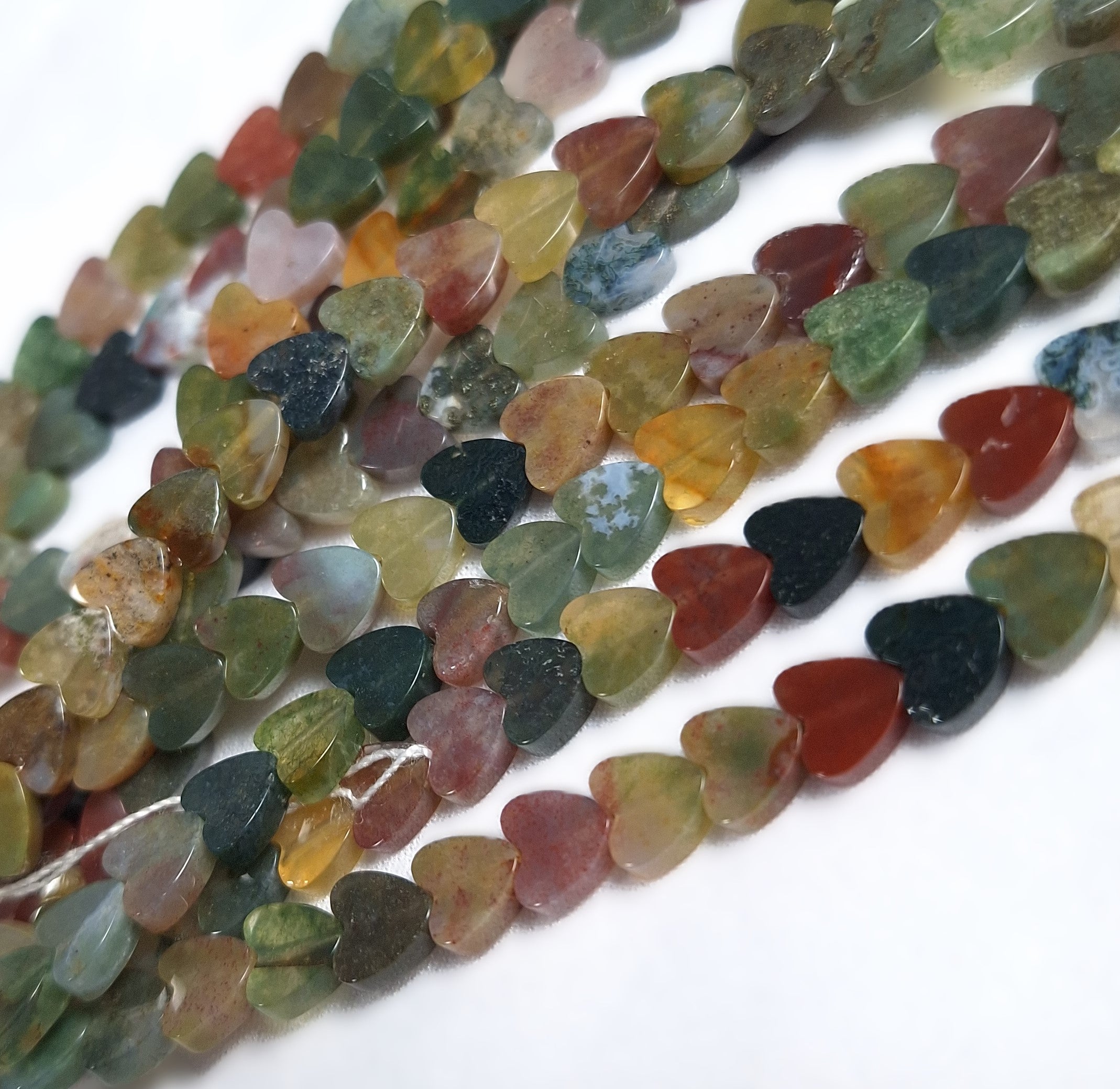 6mm Indian Agate Heart Shaped Gemstone Beads 16-Inch Strand