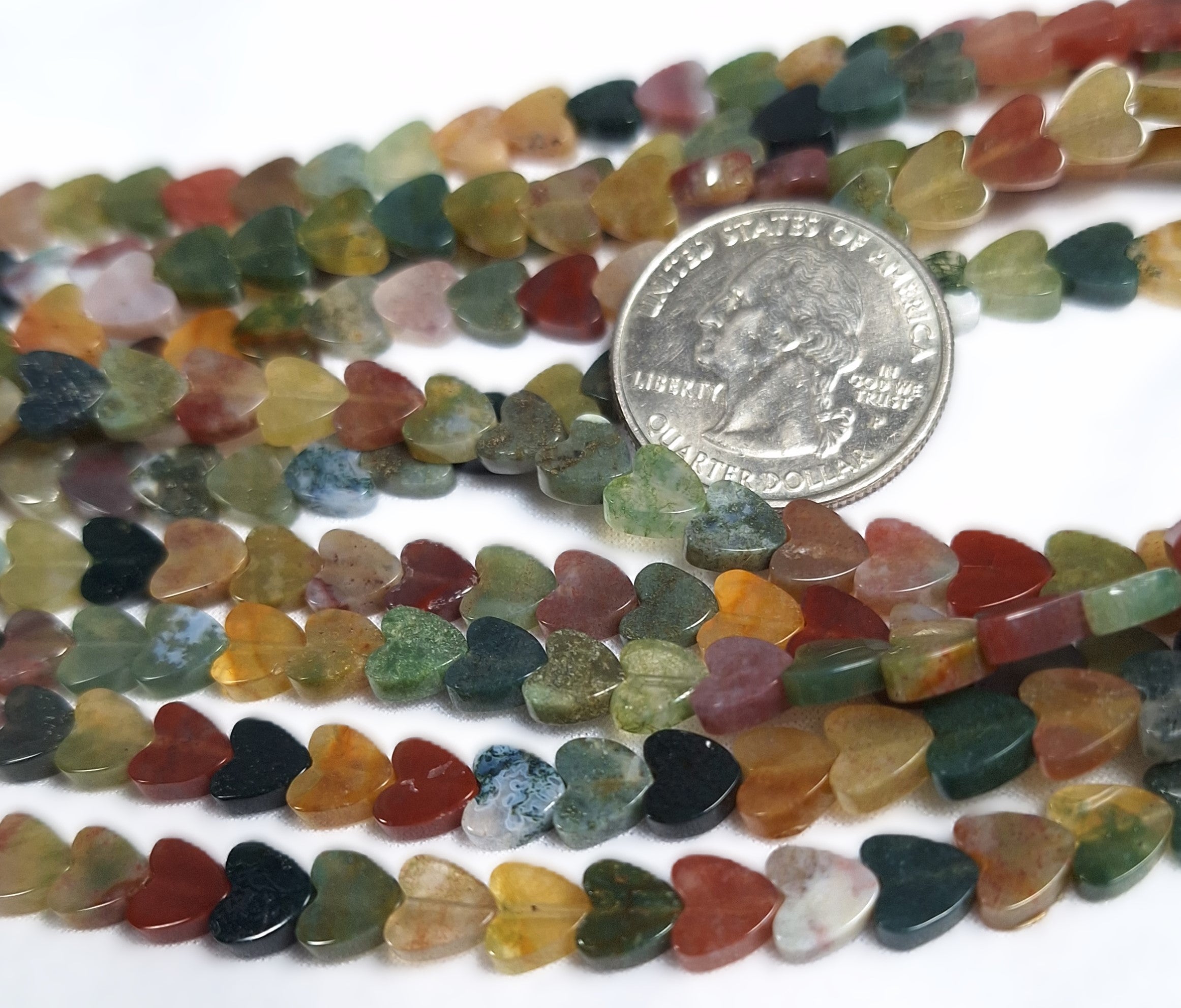 6mm Indian Agate Heart Shaped Gemstone Beads 16-Inch Strand