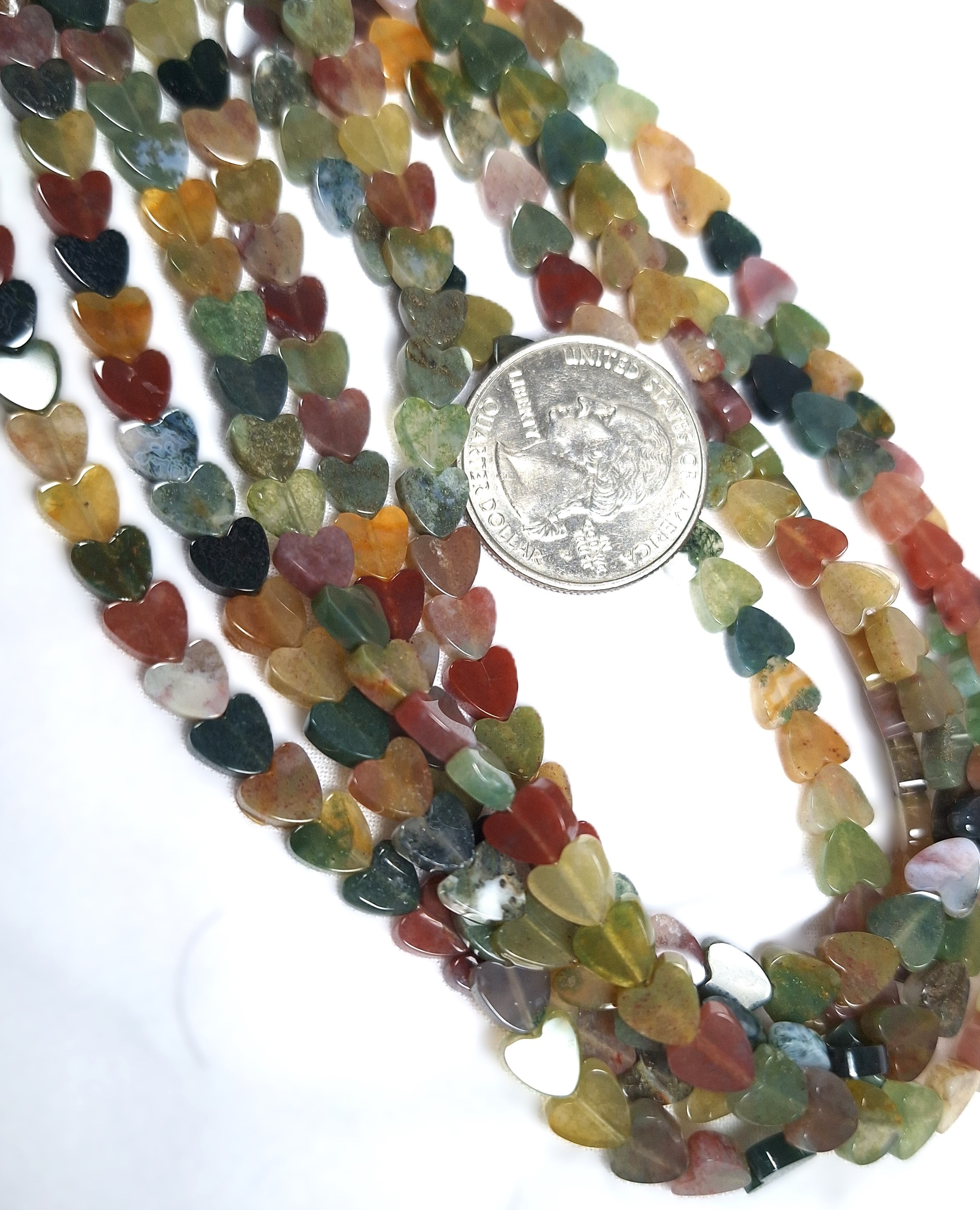 6mm Indian Agate Heart Shaped Gemstone Beads 16-Inch Strand