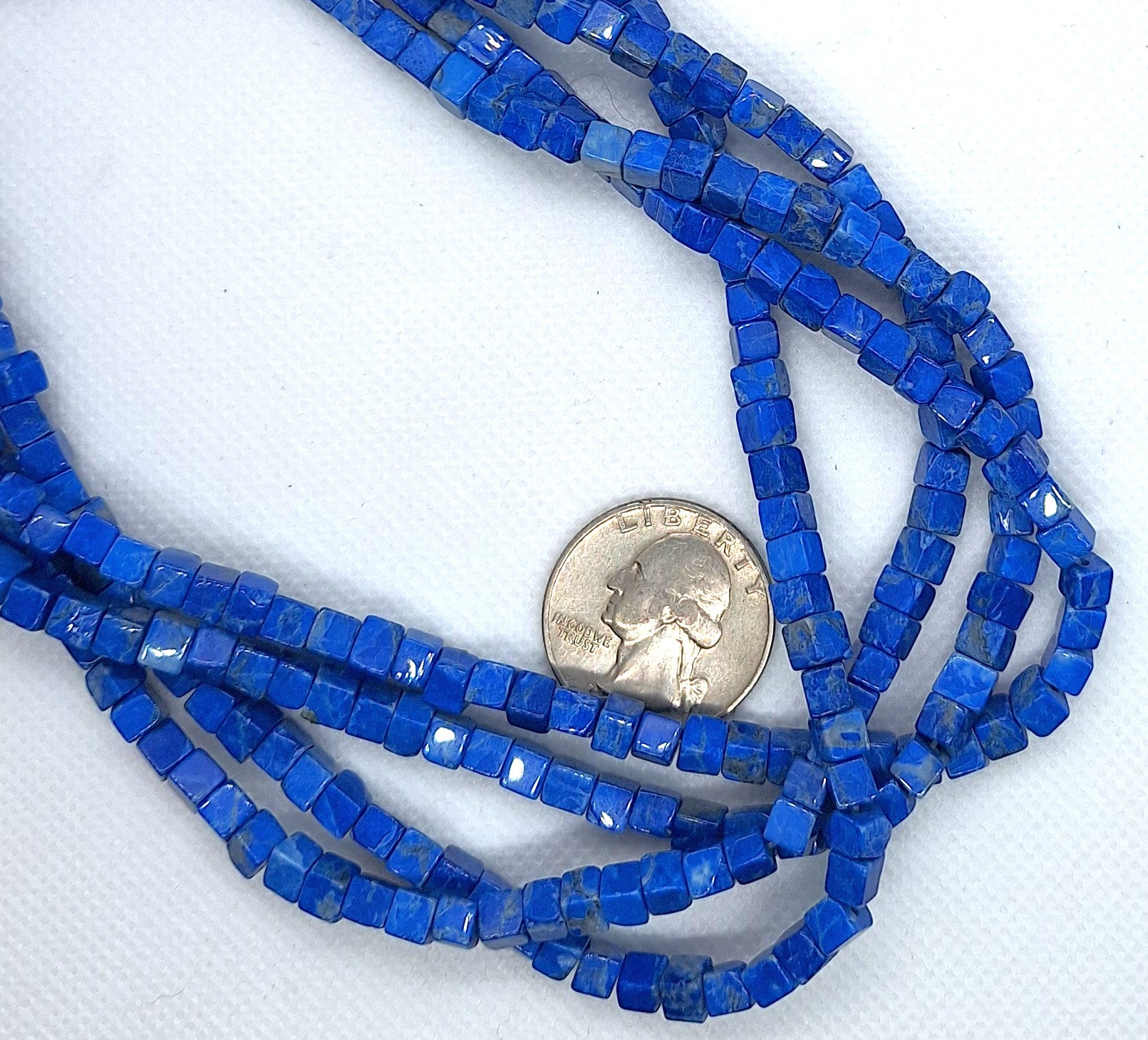 4mm Denim Blue Dyed Howlite Cube Gemstone Beads 16-Inch Strand