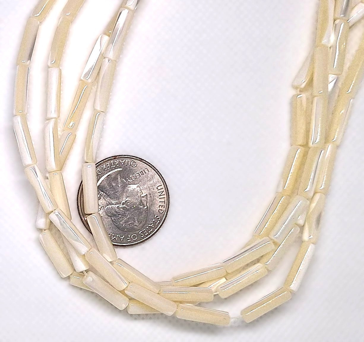 13x4mm Mother of Pearl MOP Cylinder Tube Gemstone Beads 16-inch Strand