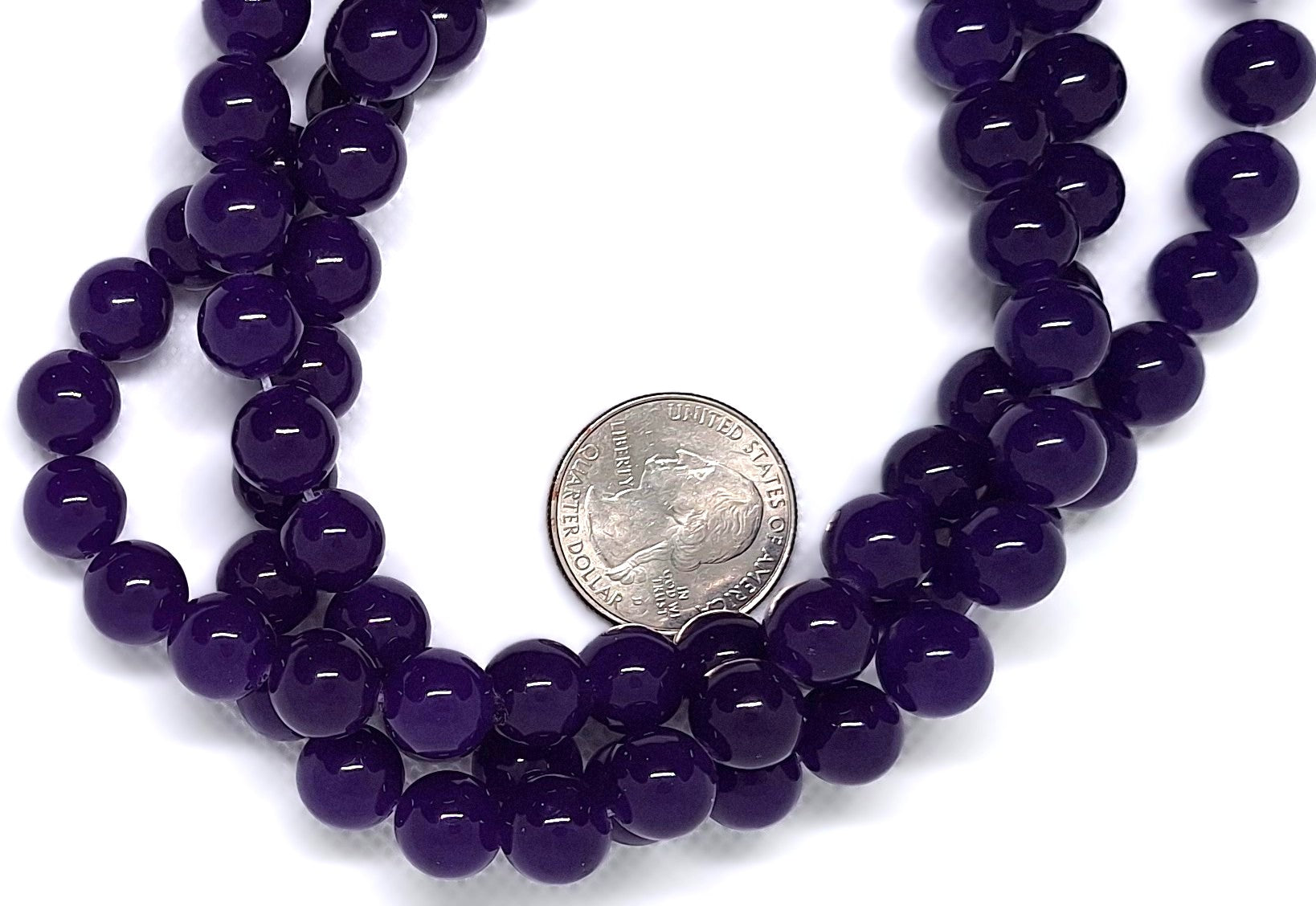 10mm Purple Dyed Jade Round Gemstone Beads 16-inch Strand