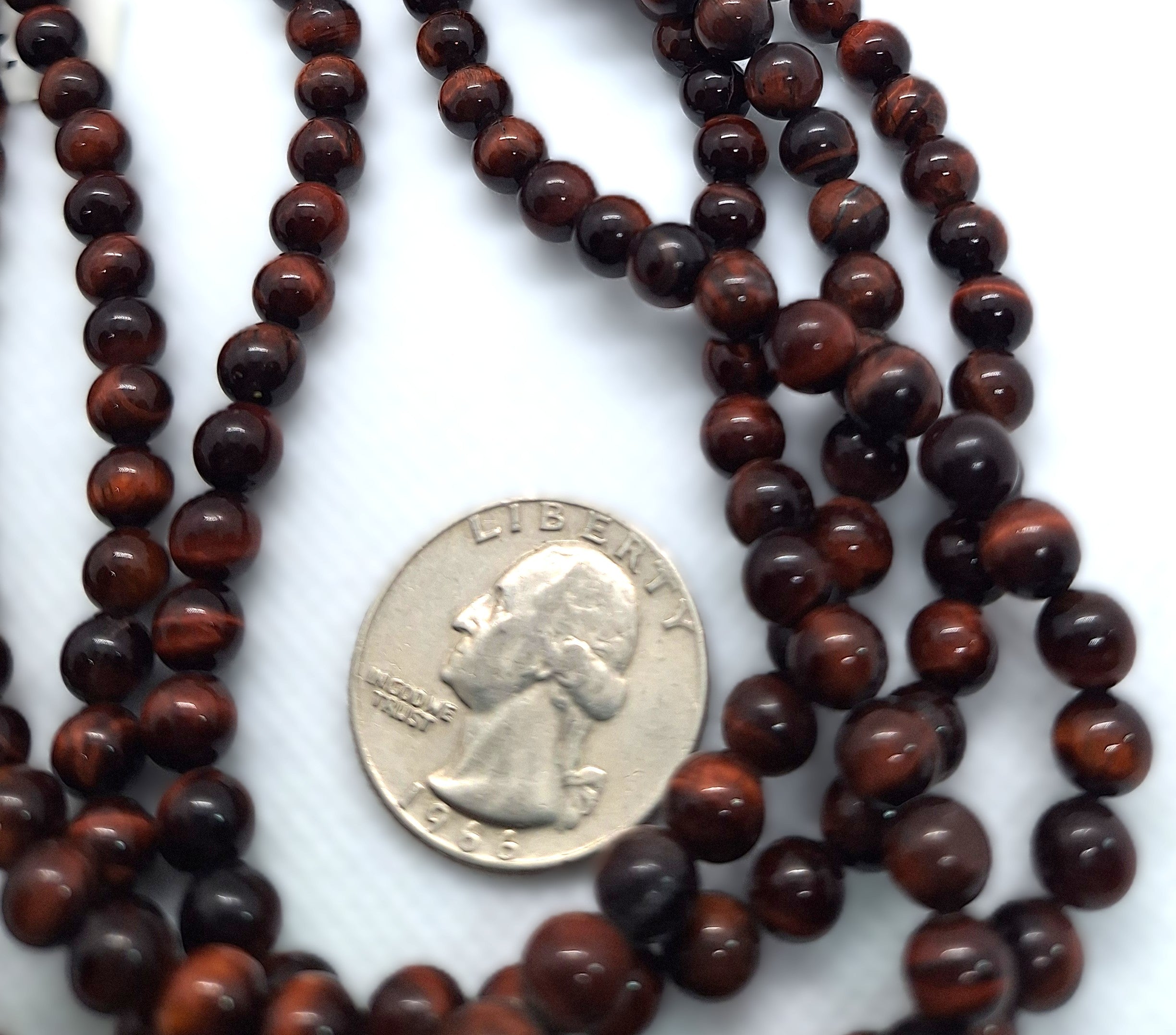 6mm Red Tiger's Eye Round Gemstone Beads 16-Inch Strand