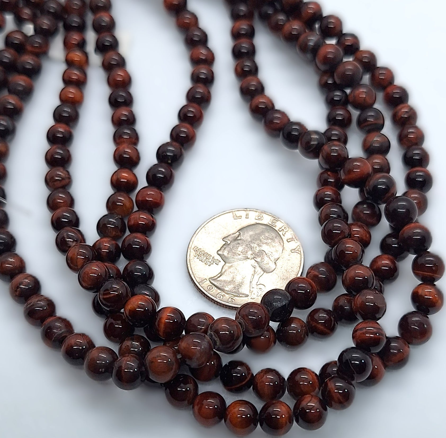 6mm Red Tiger's Eye Round Gemstone Beads 16-Inch Strand
