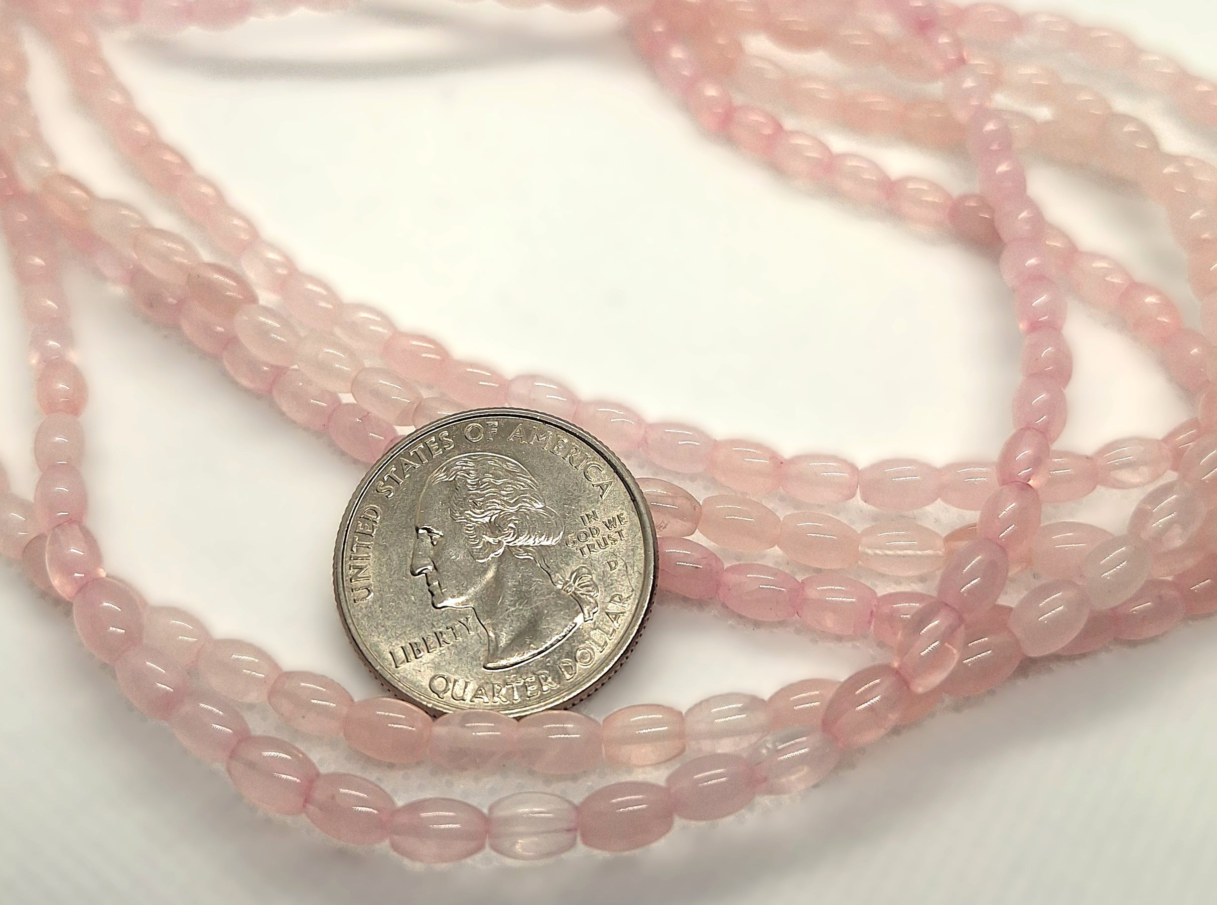 6x4mm Rose Quartz Rice Gemstone Beads 16-Inch Strand