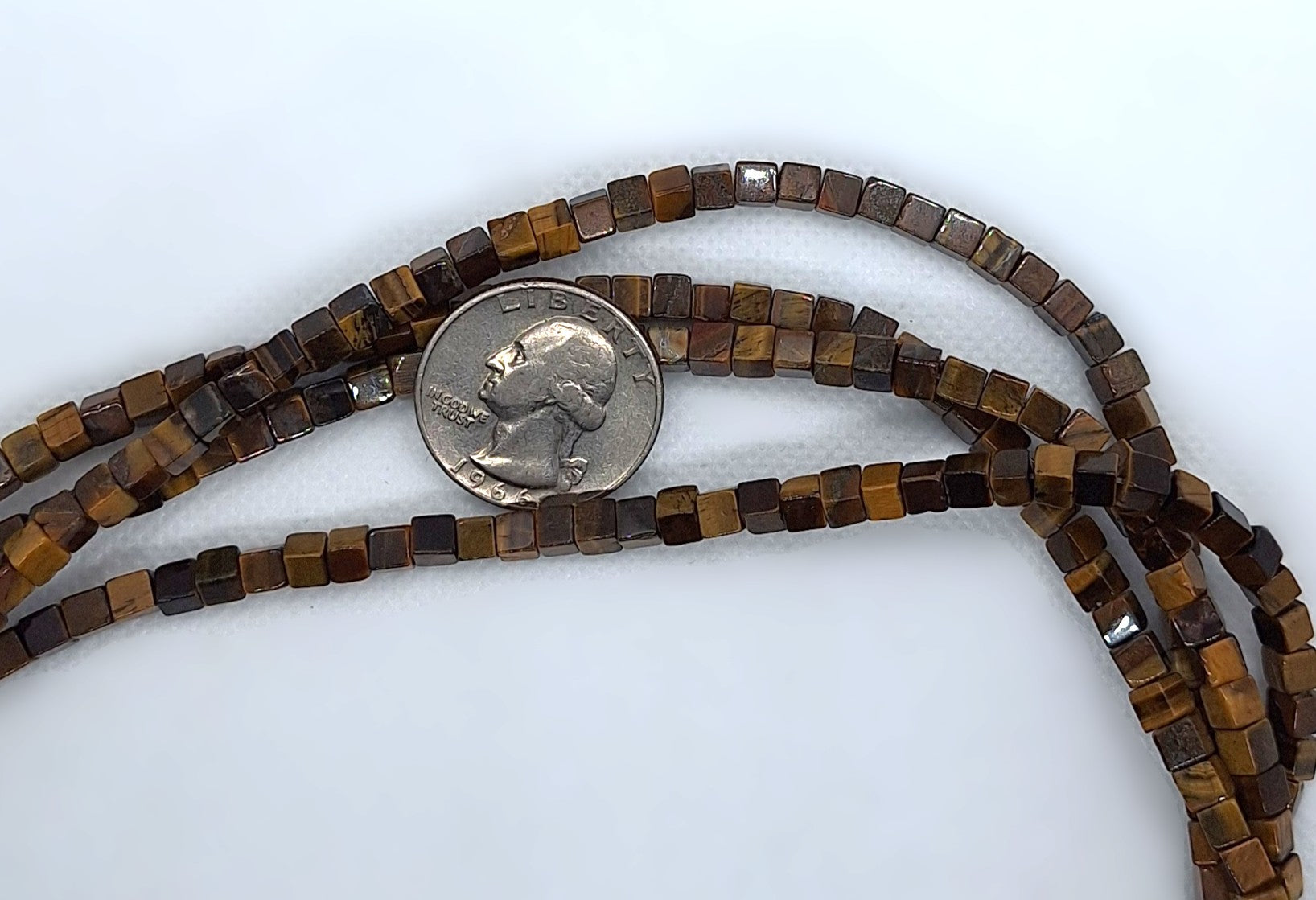 4mm Tiger's Eye Cube Gemstone Beads 16-Inch Strand