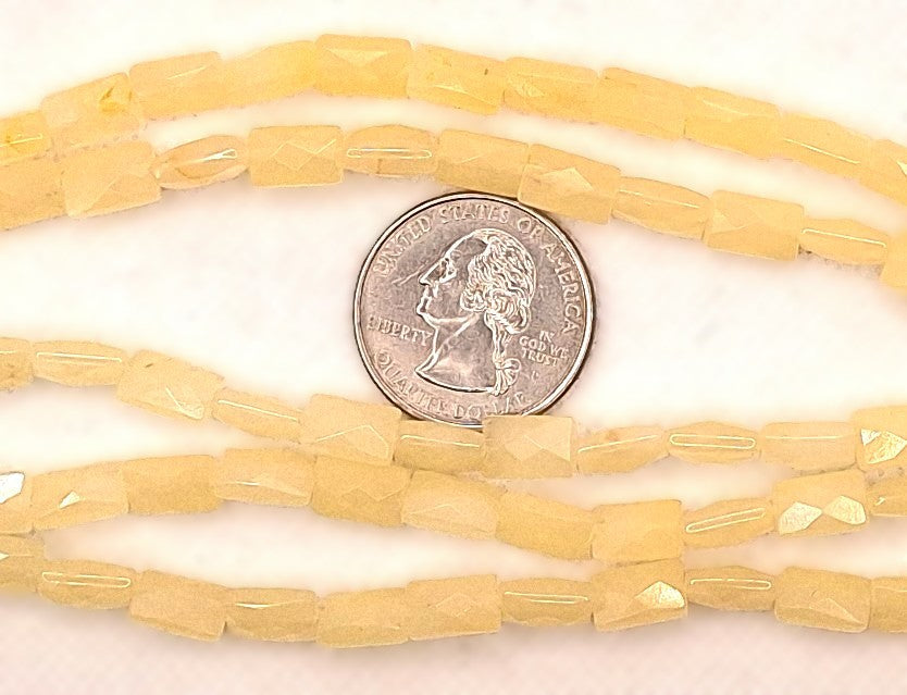 10x6mm Yellow Jade Faceted Rectangle Gemstone Beads 8-Inch Strand