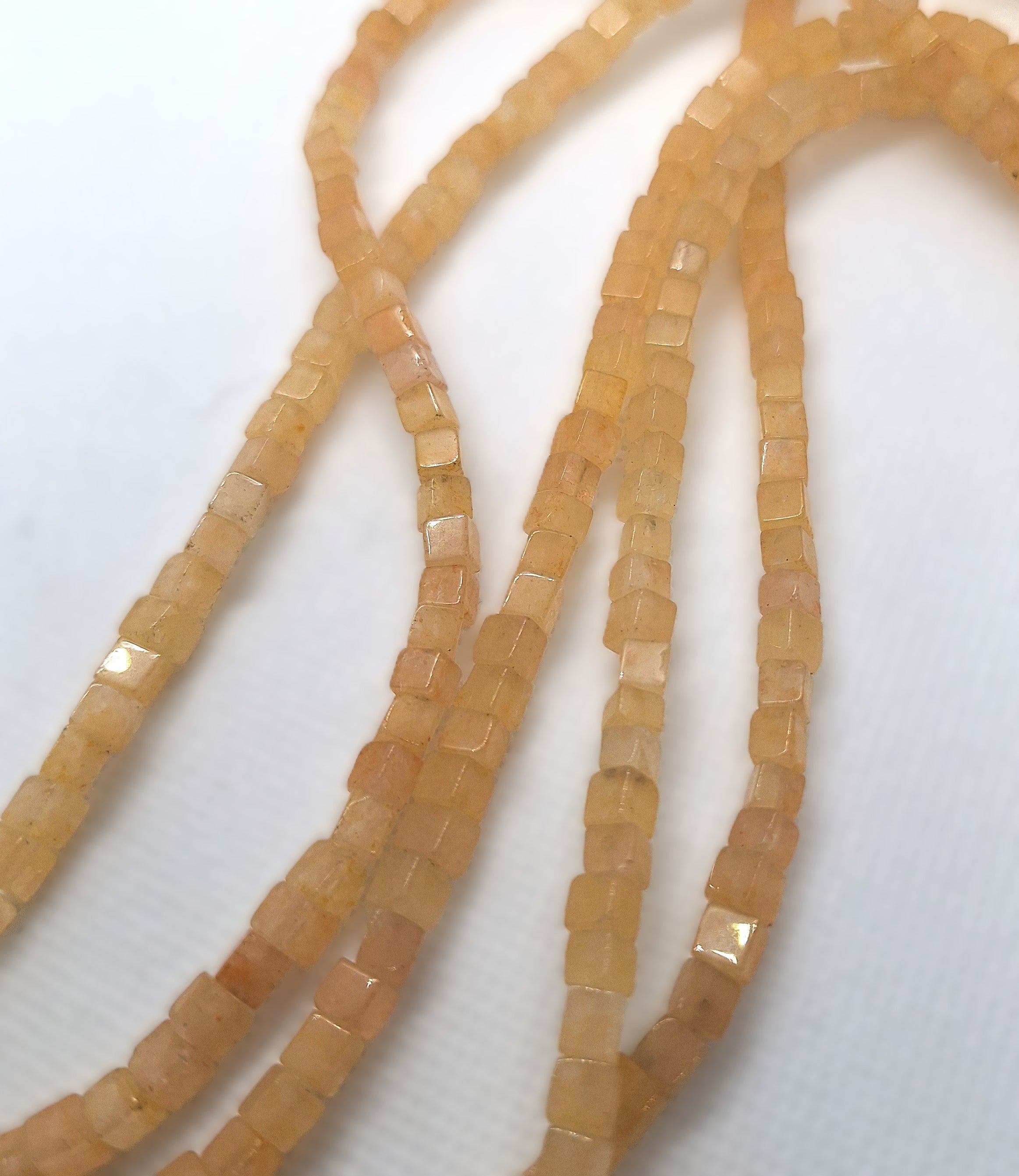 4mm Yellow Jade Cube Gemstone Beads 16-Inch Strand