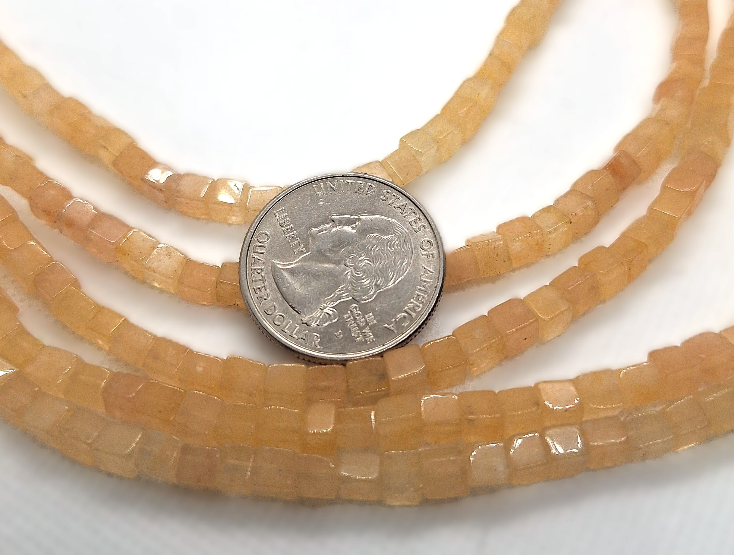 4mm Yellow Jade Cube Gemstone Beads 16-Inch Strand