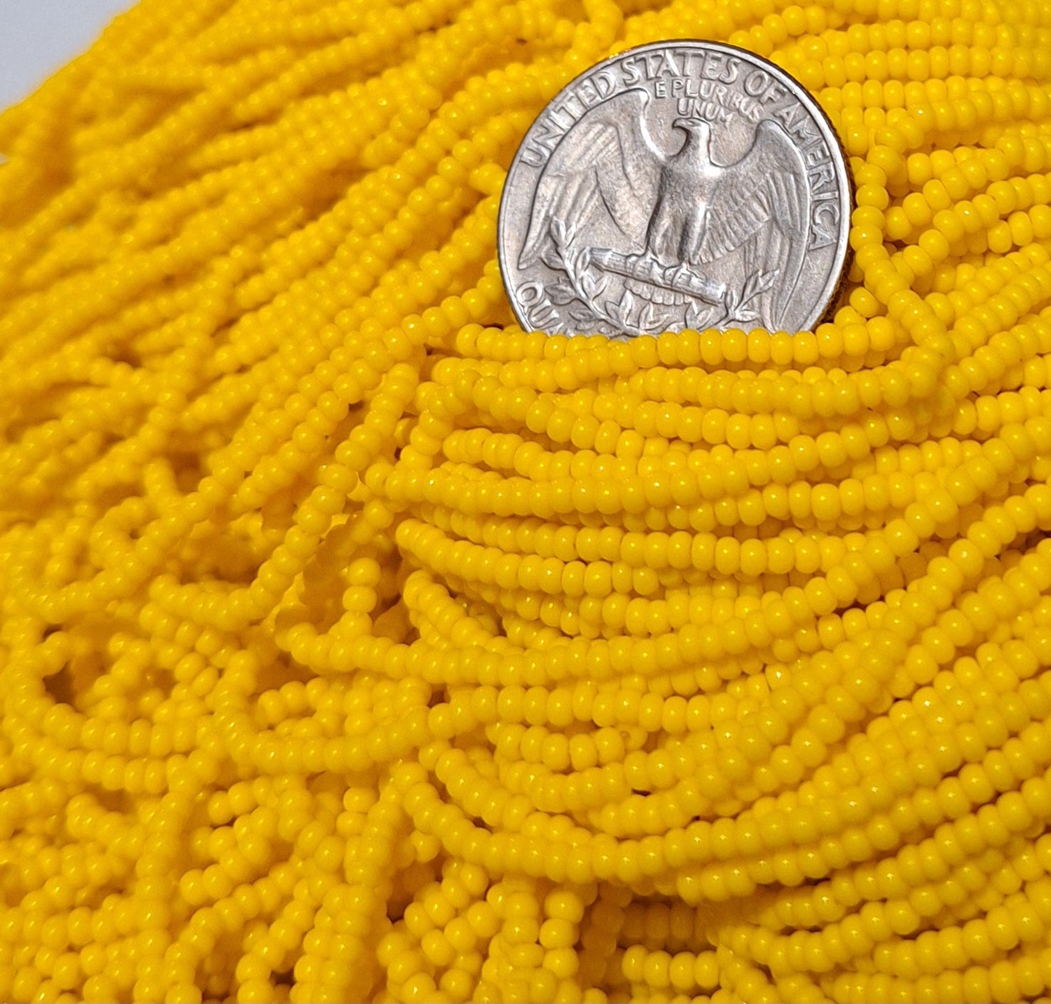 11/0 Yellow Opaque Czech Glass Seed Beads Full Hank