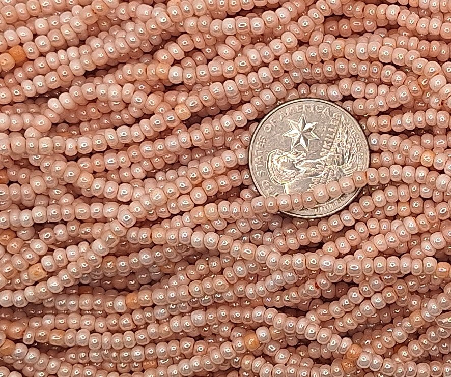 8/0 Peach Opaque Ceylon Czech Glass Seed Beads Half Hank
