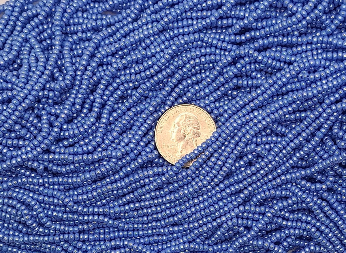 8/0 French Blue Opaque Luster Czech Glass Seed Beads Half Hank
