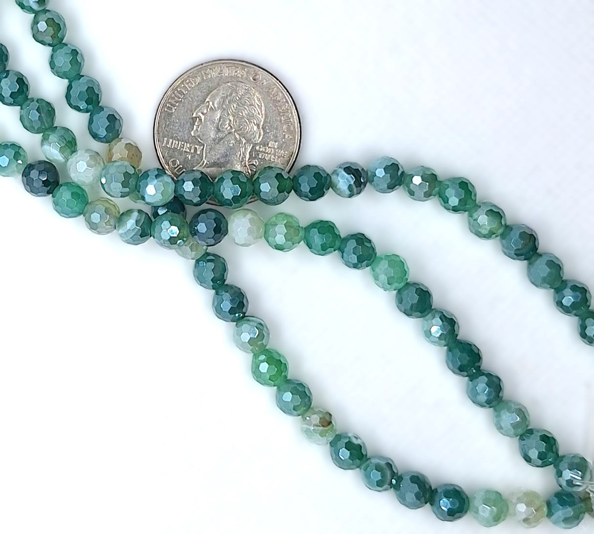 6mm Mystic Green Agate Faceted Round Gemstone Beads 8-Inch Strand
