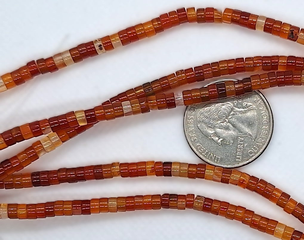 4x2mm Red Agate Heishi Gemstone Beads 8-Inch Strand