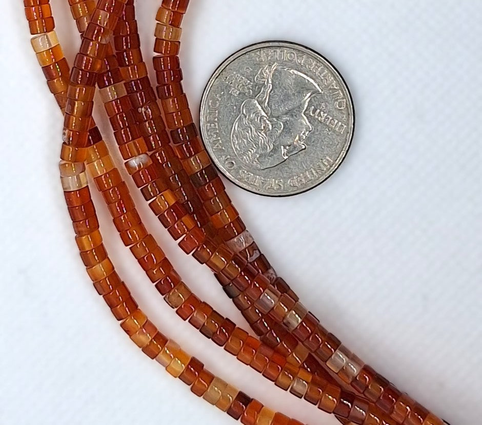 4x2mm Red Agate Heishi Gemstone Beads 8-Inch Strand