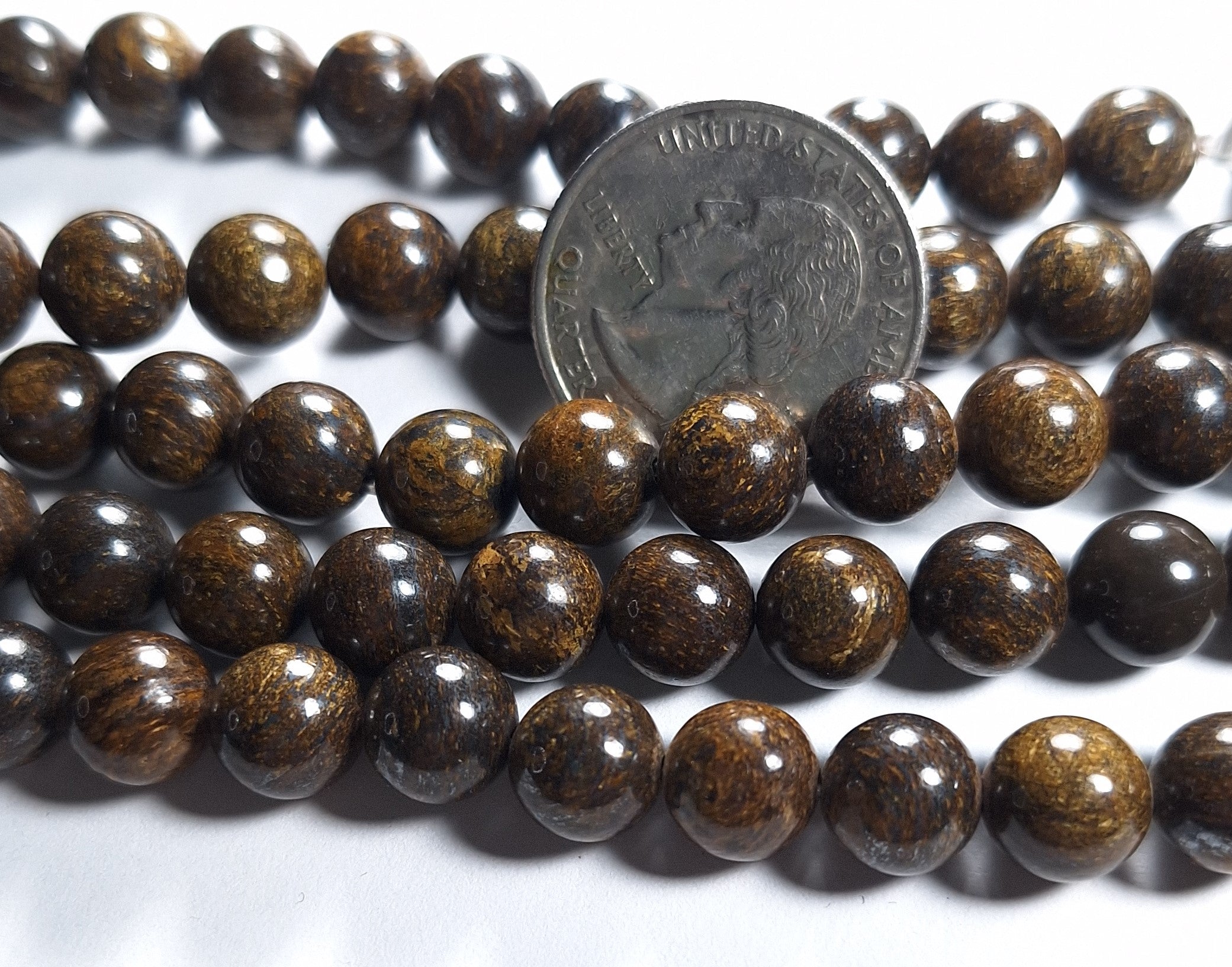 8mm Bronzite Round Gemstone Beads 8-Inch Strand