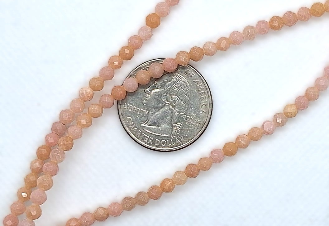 4mm Chinese Pink Opal Faceted Round Gemstone Beads 8-Inch Strand