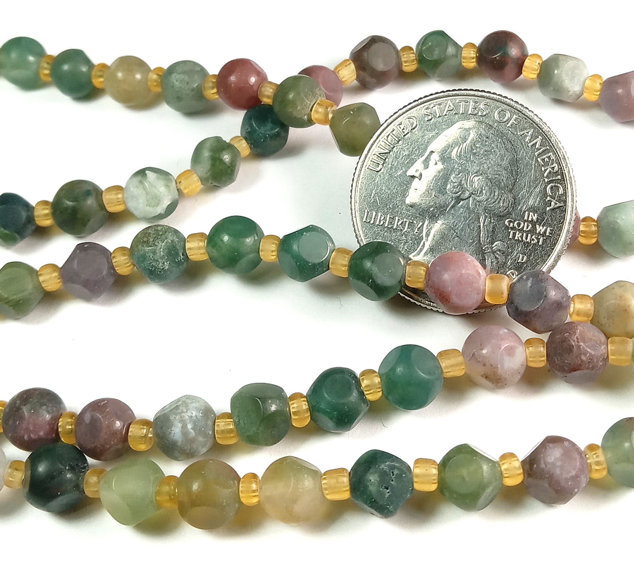 6mm Fancy Jasper Matte Magic Square Gemstone Beads 8-Inch Strand