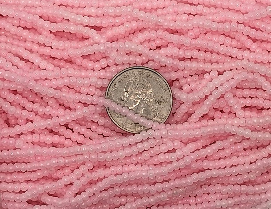 8/0 Light Pink Opaque Ceylon Czech Glass Seed Beads Half Hank