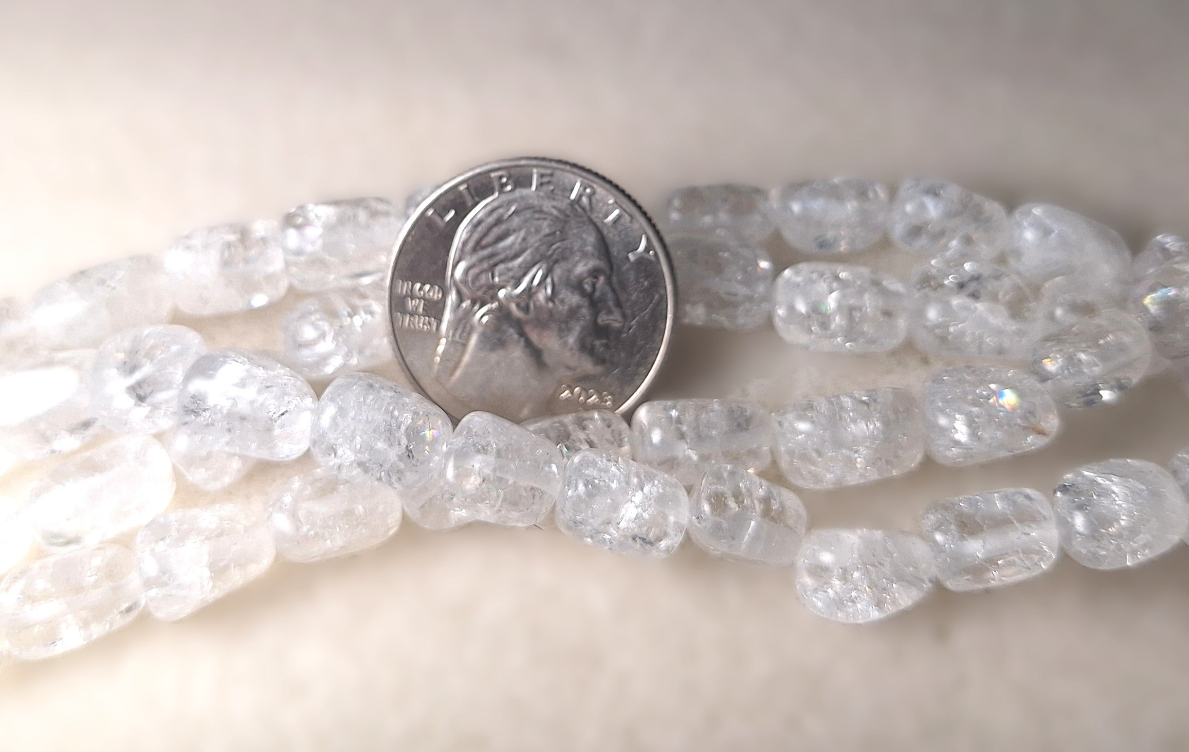 11x8mm Ice Flake Crackle Crystal Quartz Nugget Gemstone Beads 16-Inch Strand