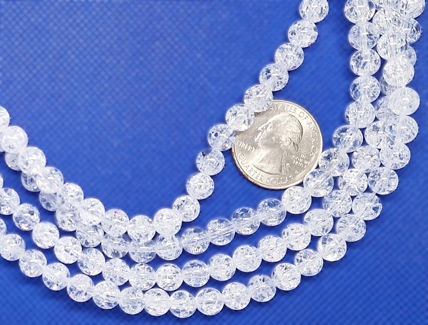 7mm Crackle Crystal Quartz Round Gemstone Beads 16-inch Strand