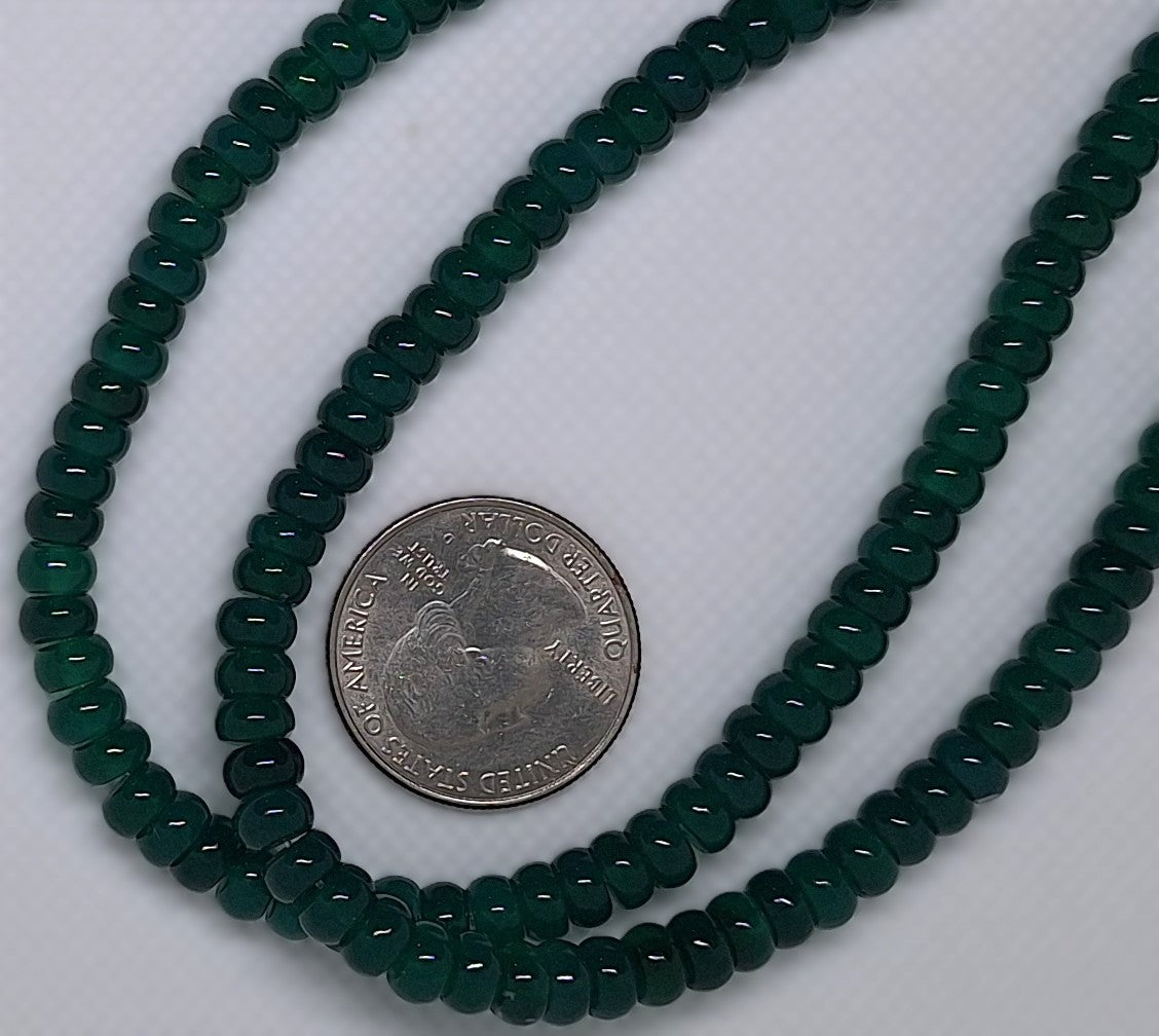 6x4mm Green Onyx Button Rondelle Gemstone Beads 16-inch Strand
