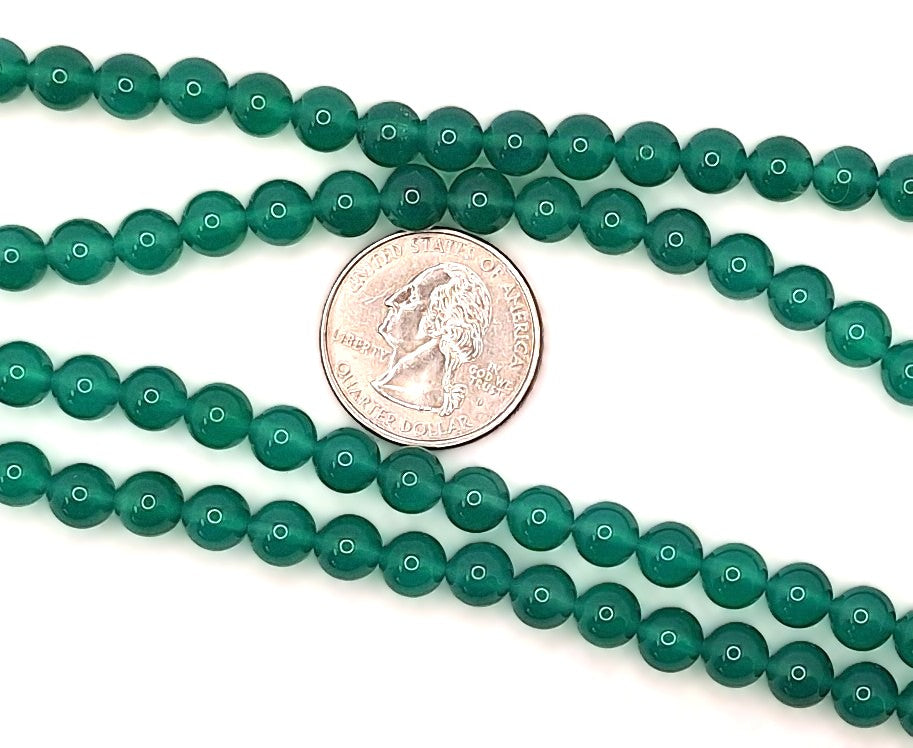 8mm Green Onyx Round Gemstone Beads 8-Inch Strand
